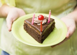 slice of a chocolate birthday cake