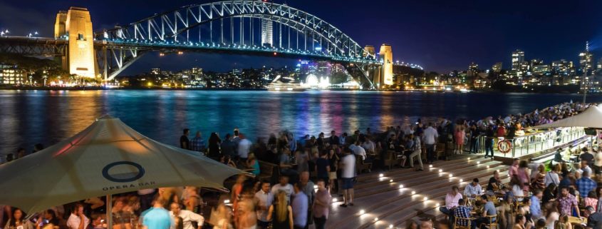 a large gathering at the Sydney Harbour Bridge